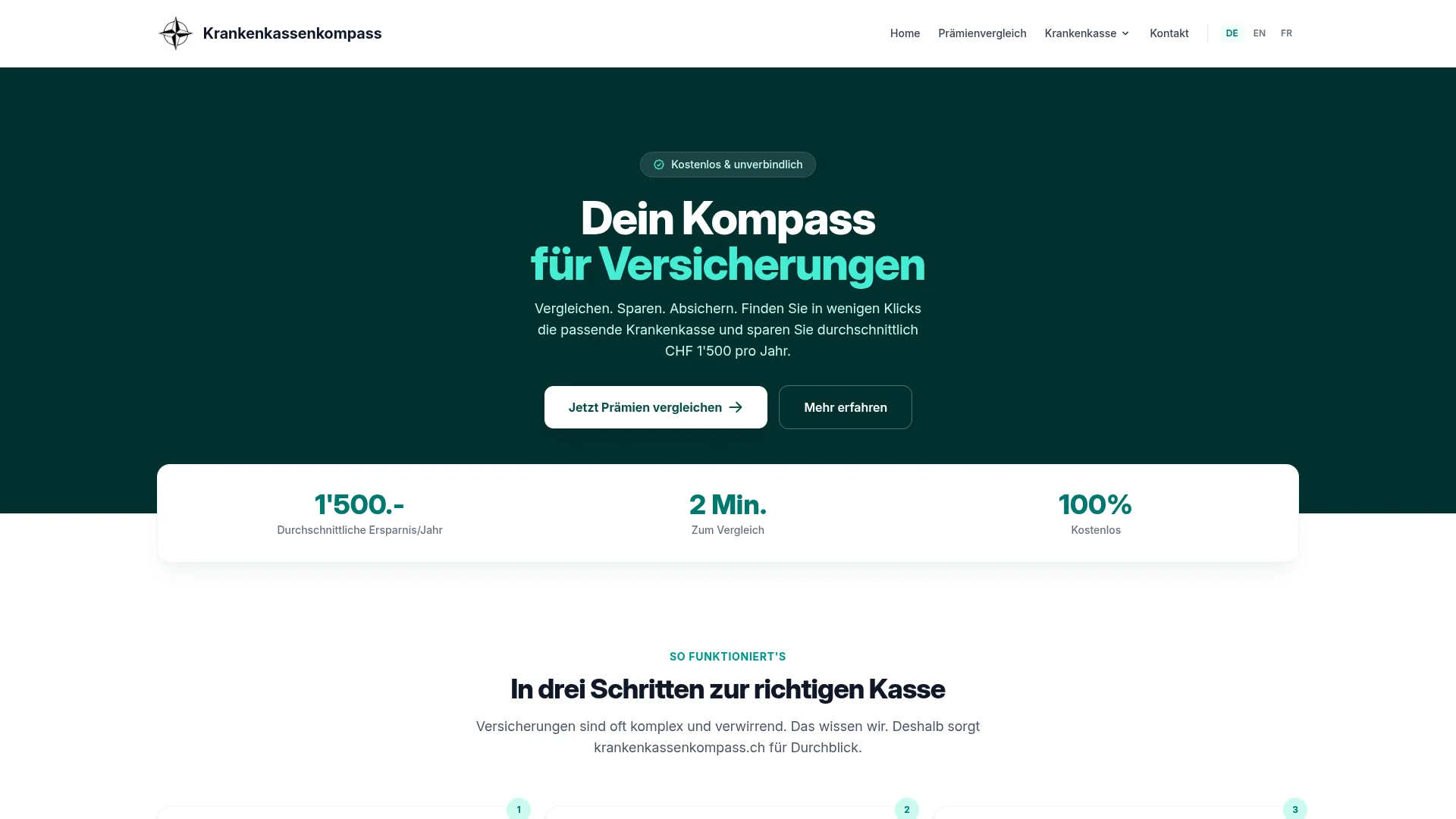 Krankenkassenkompass Webseite